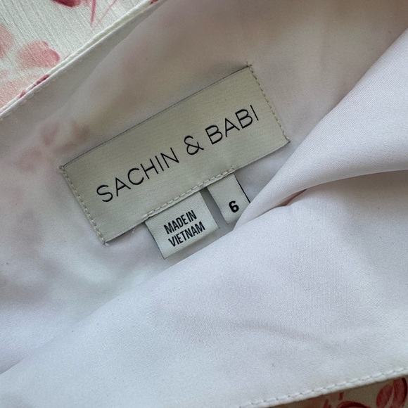 Sachin + Babi Chelsea One Shoulder Gown Sz 6 Rouge Rose Watercolor - Picture 10 of 10